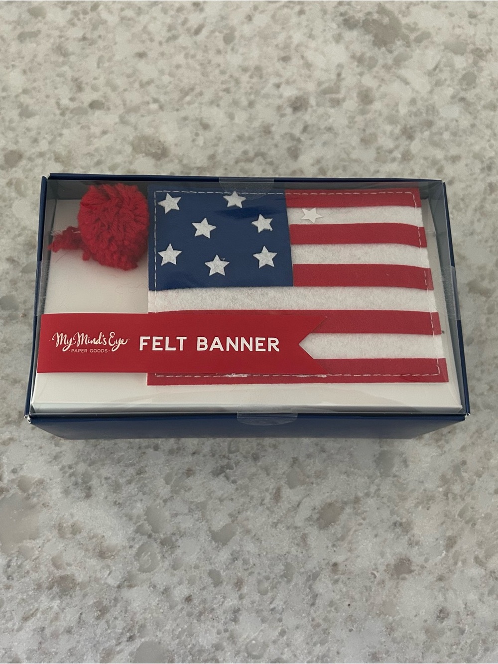“New” Patriotic Felt Flag Banner - Red, White & Blue Holiday Accent